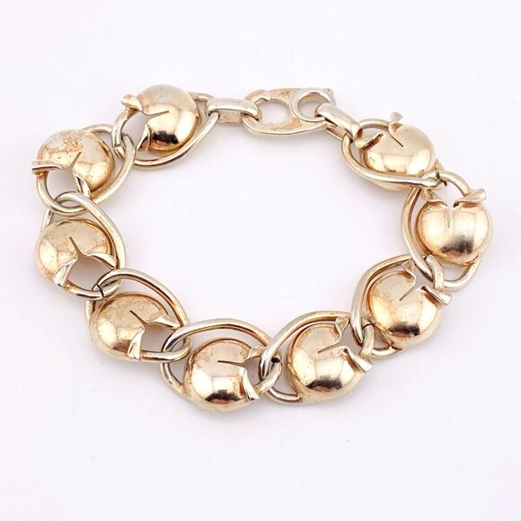 Napier Sterling Silver Vermeil Tulip Link Bracelet Heavy 32 Grs Nordic Inspired - Picture 1 of 7